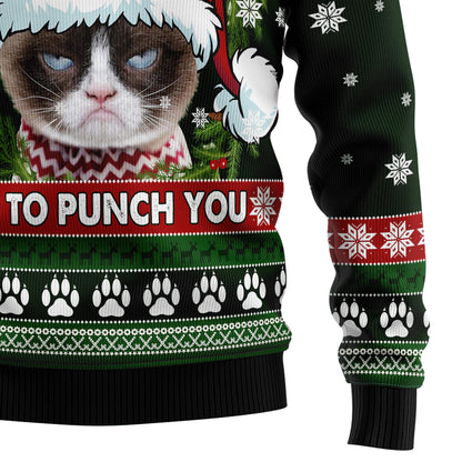 Grumpy Cat Punch You TY2010 Ugly Christmas Sweater