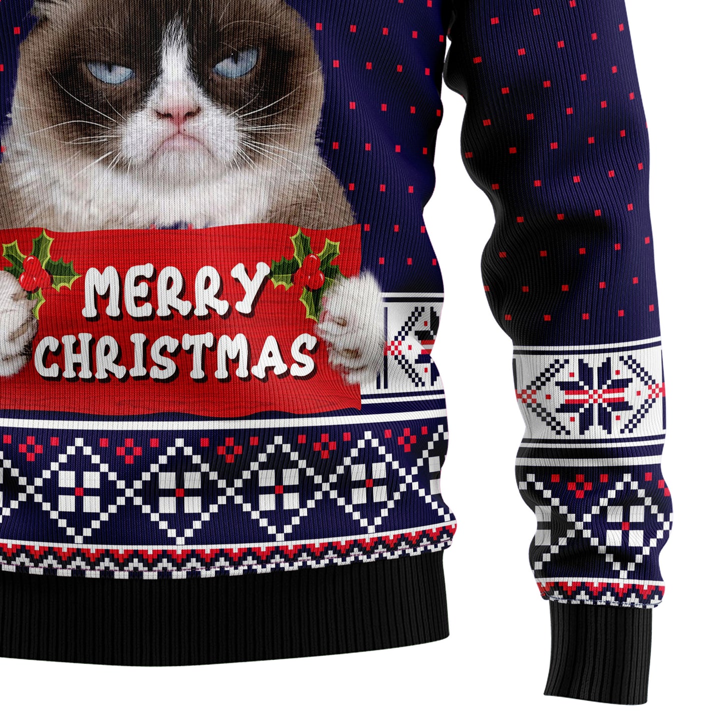 Grumpy Cat Merry Christmas Xmas Santa Hat HZ112315 Ugly Christmas Sweater