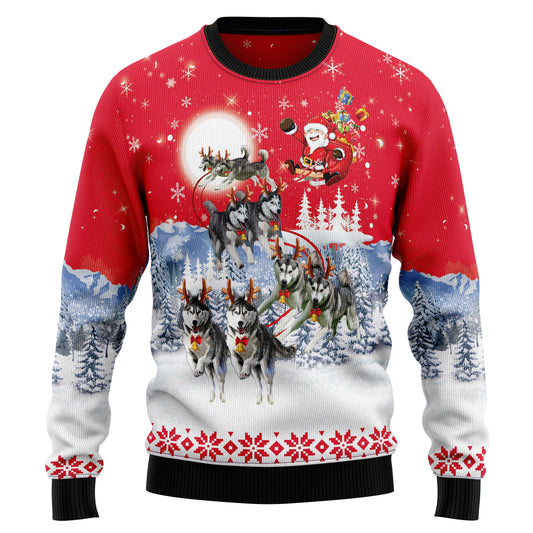 Siberian Husky Santa Claus G5105 Ugly Christmas Sweater