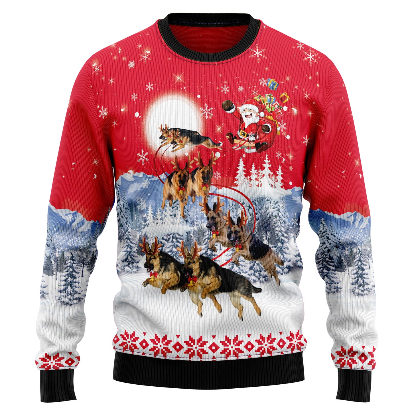 German Shepherd Santa Claus G5105 Ugly Christmas Sweater