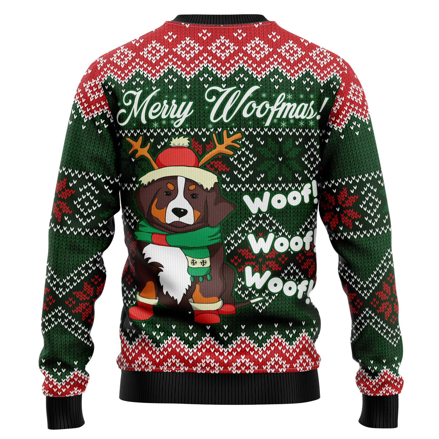 Bernese Mountain Dog Woofmas D2409 Ugly Christmas Sweater