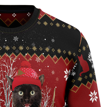 Black Cat Snowman T210 Ugly Christmas Sweater