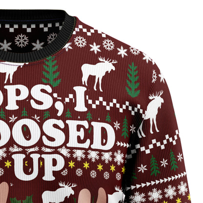 Oops, I Moosed Up TY610 Ugly Christmas Sweater