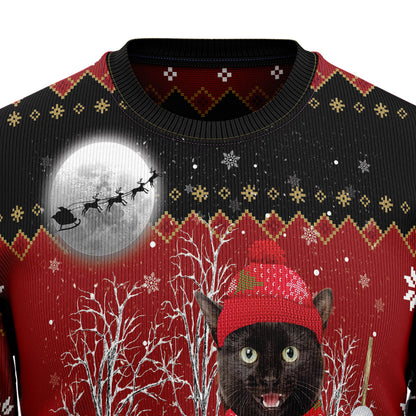 Black Cat Snowman T210 Ugly Christmas Sweater