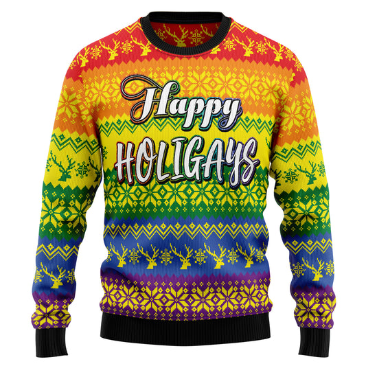 LGBT Gay Pride Happy Holigays HZ101909 Ugly Christmas Sweater