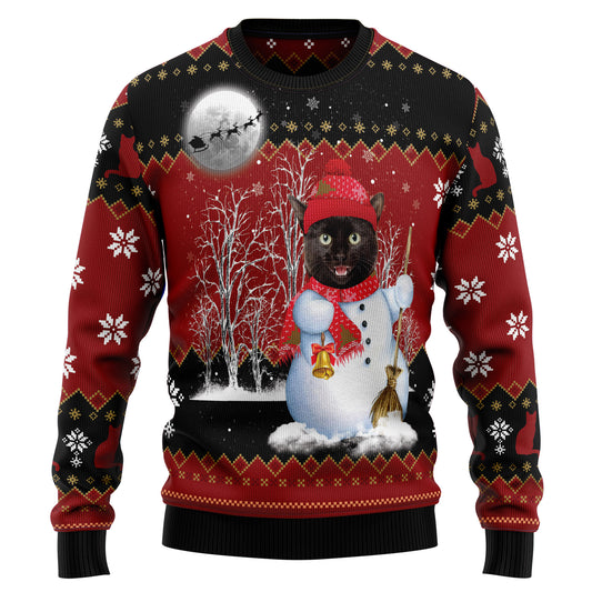 Black Cat Snowman T210 Ugly Christmas Sweater