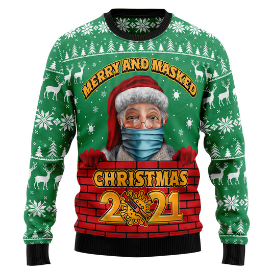 Merry And Masked Christmas 2021 Ugly Christmas Sweater