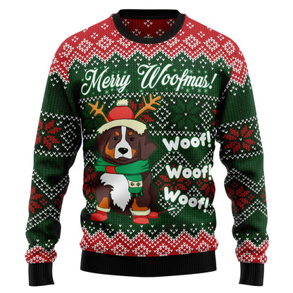 Bernese Mountain Dog Woofmas D2409 Ugly Christmas Sweater