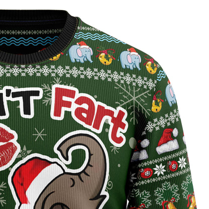 Elephant I Didn't Fart My Butt Blew You A Kiss HT102714 Ugly Christmas Sweater