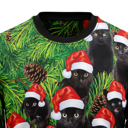 Black Cat Christmas Tree TG5116 Ugly Christmas Sweater