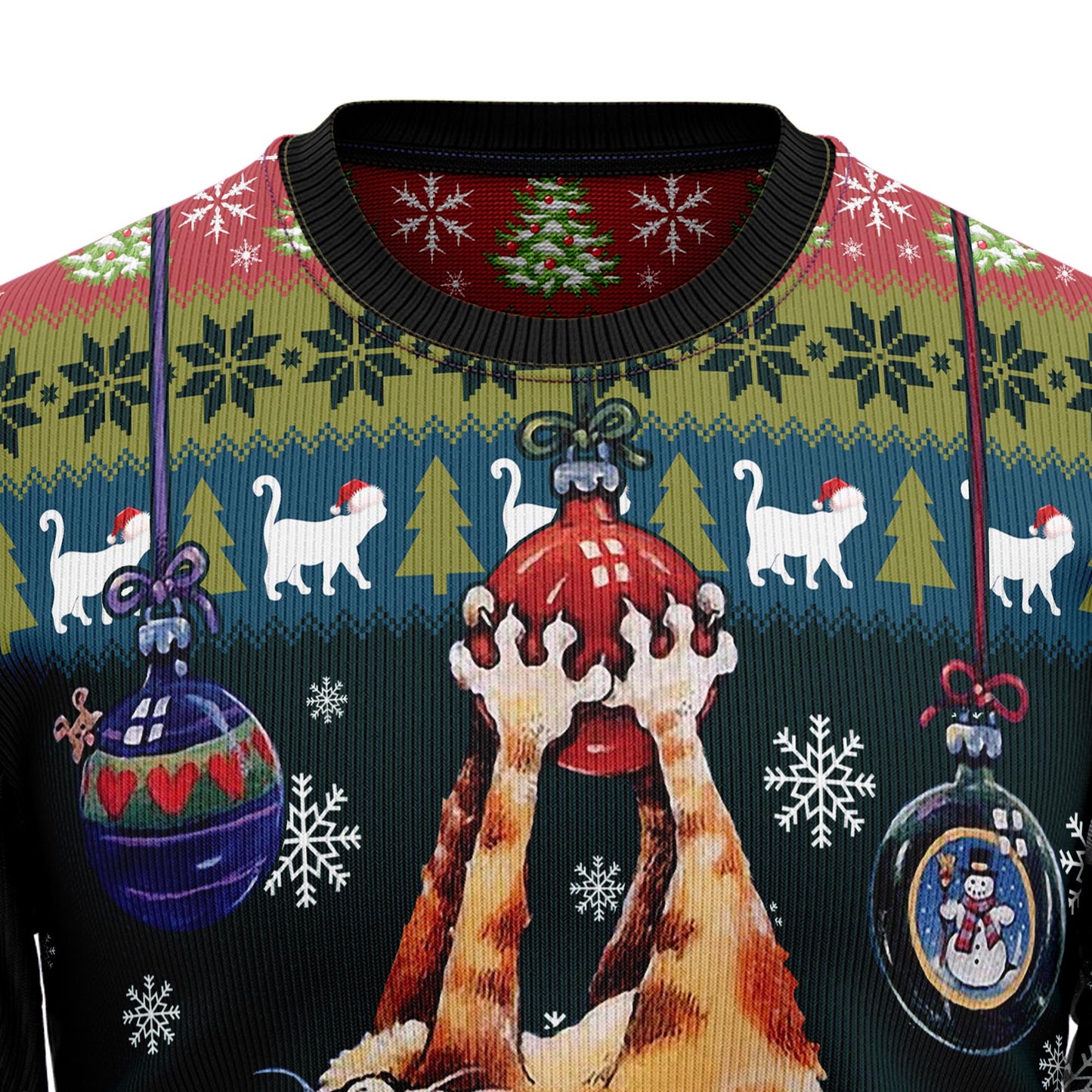 Cat Hanging on Xmas Tree D0610 Ugly Christmas Sweater