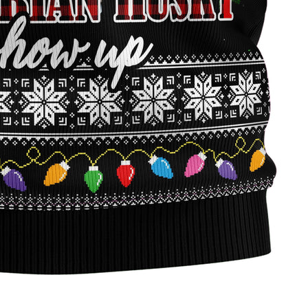 Siberian Husky Show Up D1111 Ugly Christmas Sweater