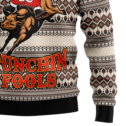 Riding Bulls Punchin Fools HT121120 Ugly Christmas Sweater