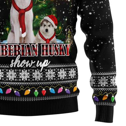 Siberian Husky Show Up D1111 Ugly Christmas Sweater