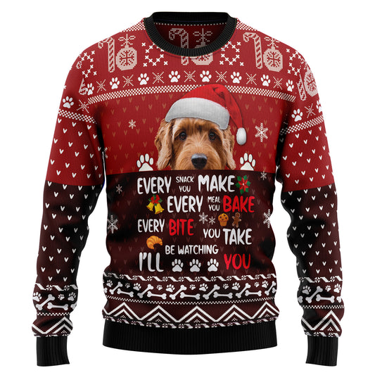 Goldendoodle Will Be Watching You T2910 Ugly Christmas Sweater