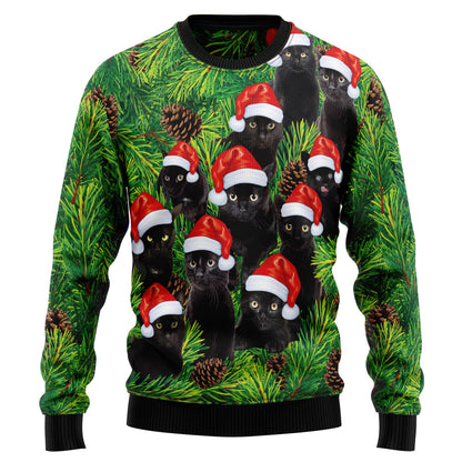 Black Cat Christmas Tree TG5116 Ugly Christmas Sweater
