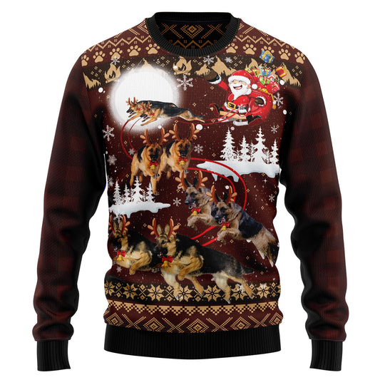 German Shepherd Reindeers Car D0210 Ugly Christmas Sweater