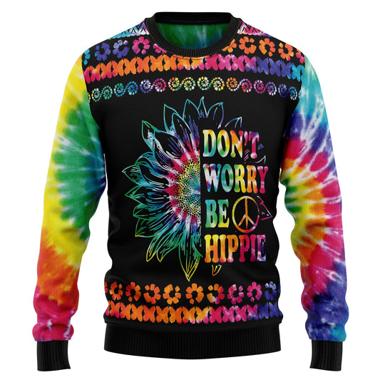 Hippie Tie Dye Color T710 Ugly Christmas Sweater