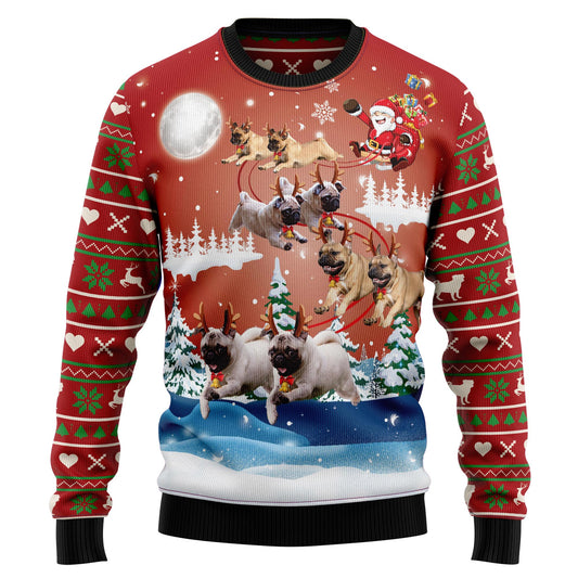 Pug Reindeer TG51014 Ugly Christmas Sweater