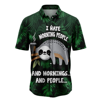 I Hate Morning People Sloth H237020 Hawaiian Shirt