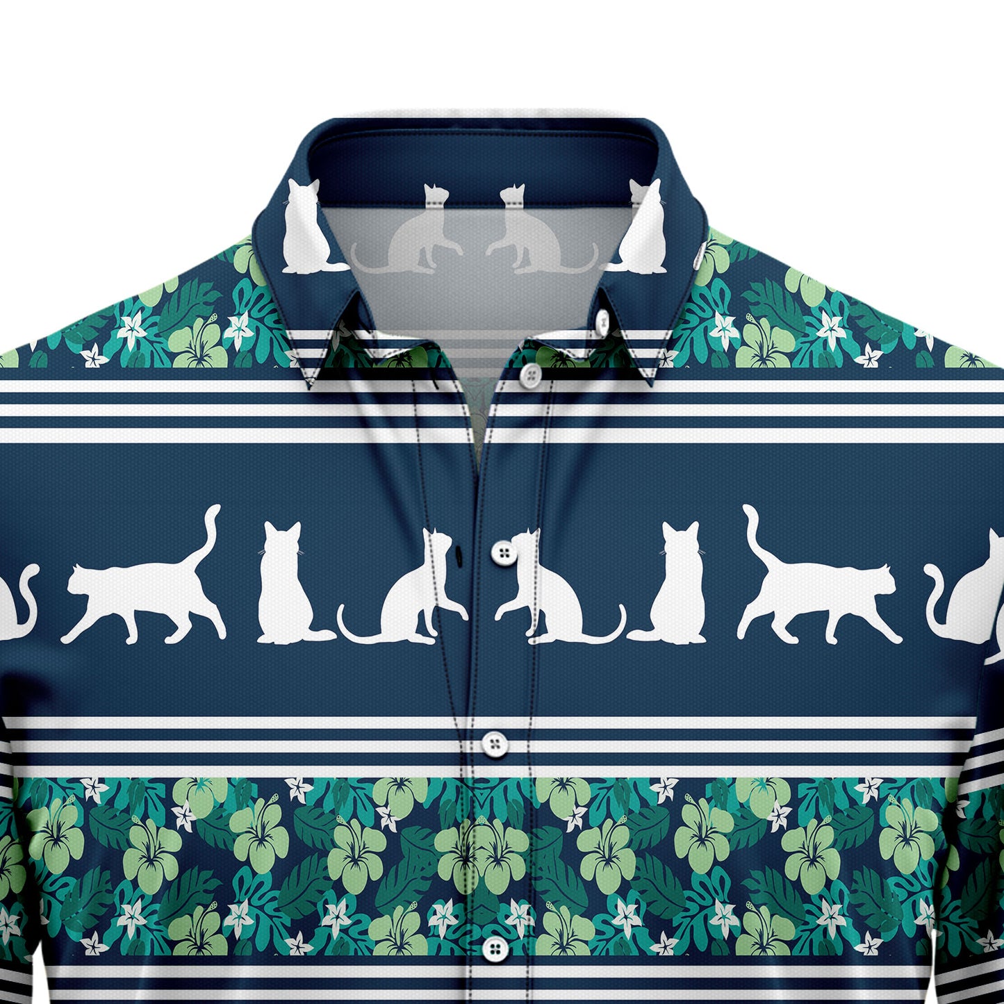 Cat Shape Tropical Line T1007 Hawaiian Shirt
