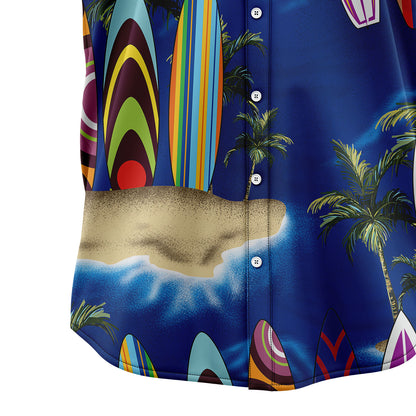 Surfboard Palm Tree T1007 Hawaiian Shirt