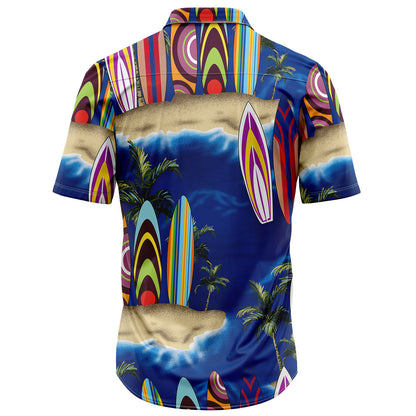 Surfboard Palm Tree T1007 Hawaiian Shirt