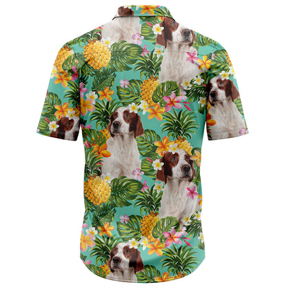 Tropical Pineapple Irish Red and White Setter H97083 Hawaiian Shirt