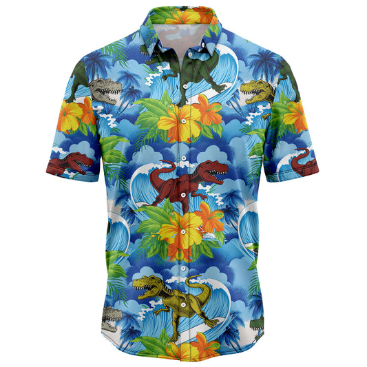 Dinosaur Blue Hawaiian Vintage T2107 Hawaiian Shirt