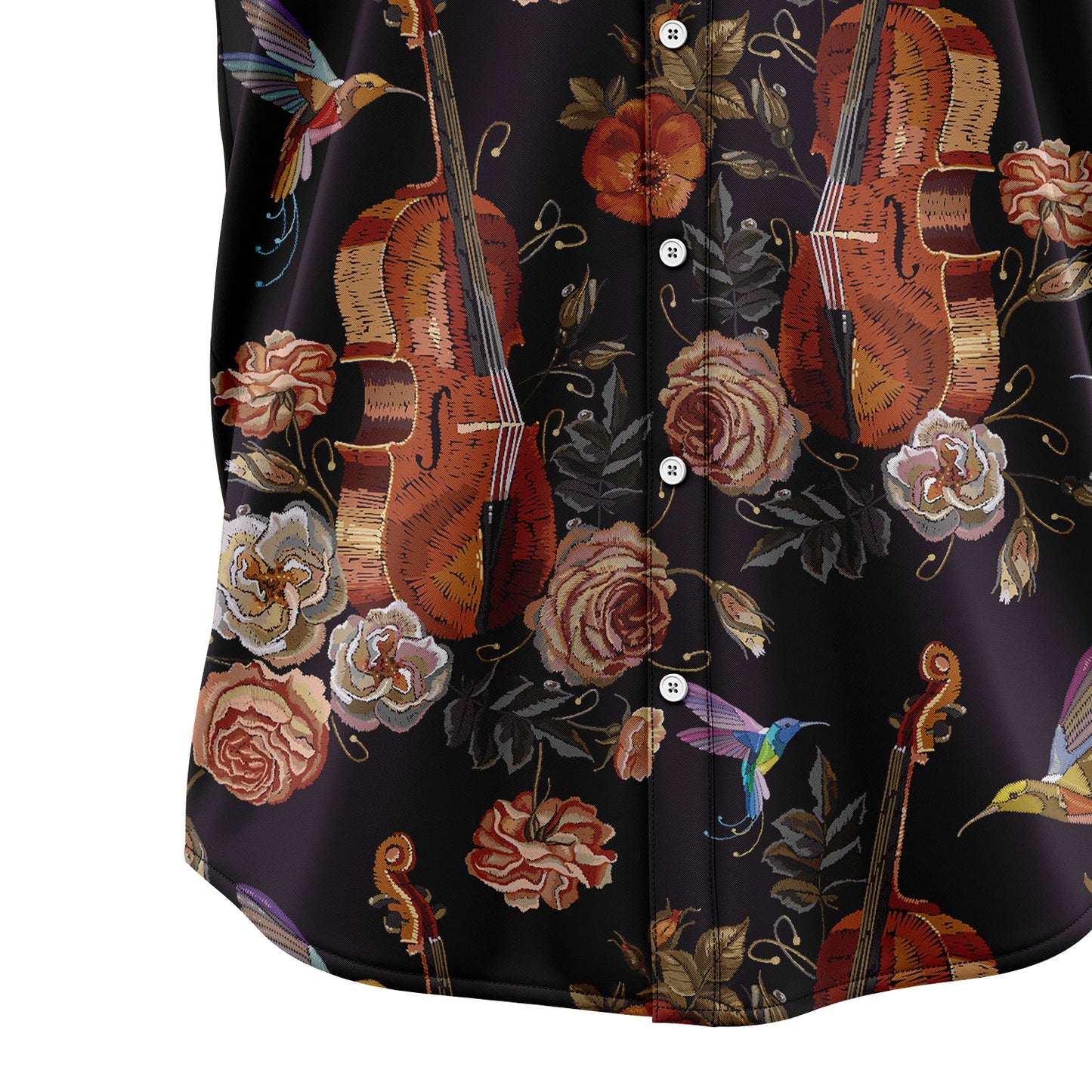 Violin and Hummingbird D2107 Hawaiian Shirt