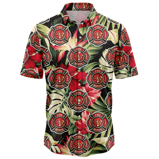 Firefighter Floral D2107 Hawaiian Shirt