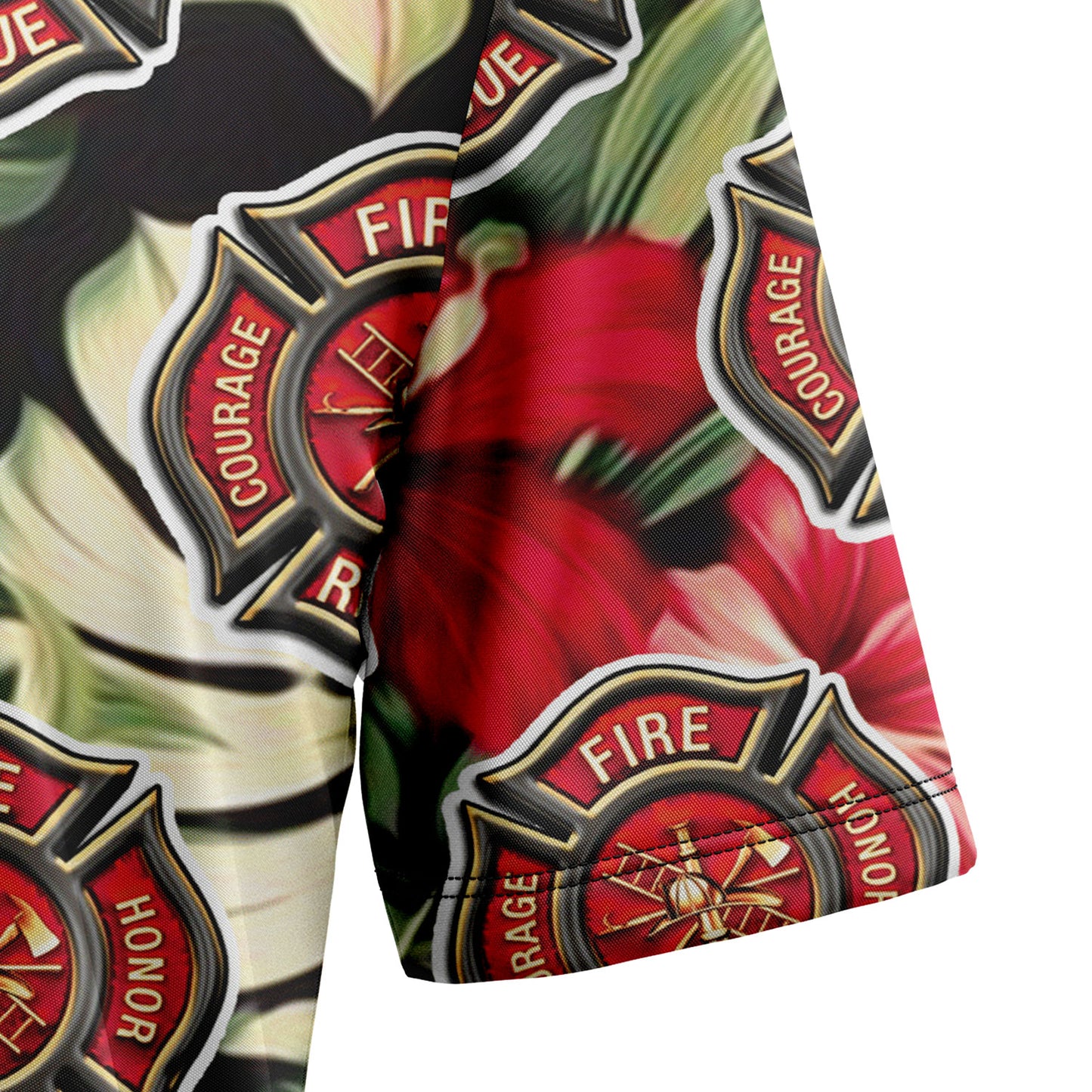 Firefighter Floral D2107 Hawaiian Shirt