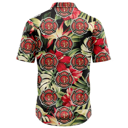 Firefighter Floral D2107 Hawaiian Shirt