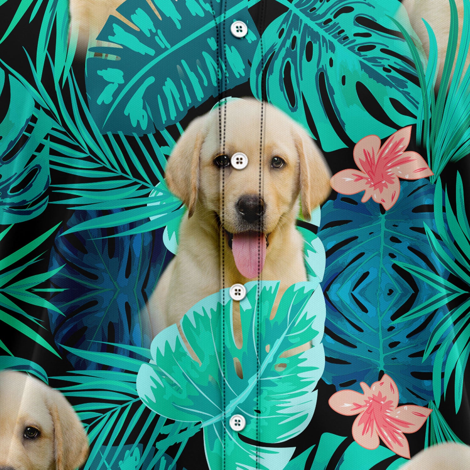 Dog Cat Face Holiday Tropical Pattern Personalized Photo Hawaiian