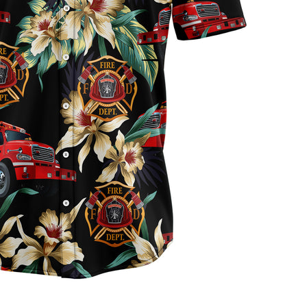 Firefighter Floral Vintage T1407 Hawaiian Shirt