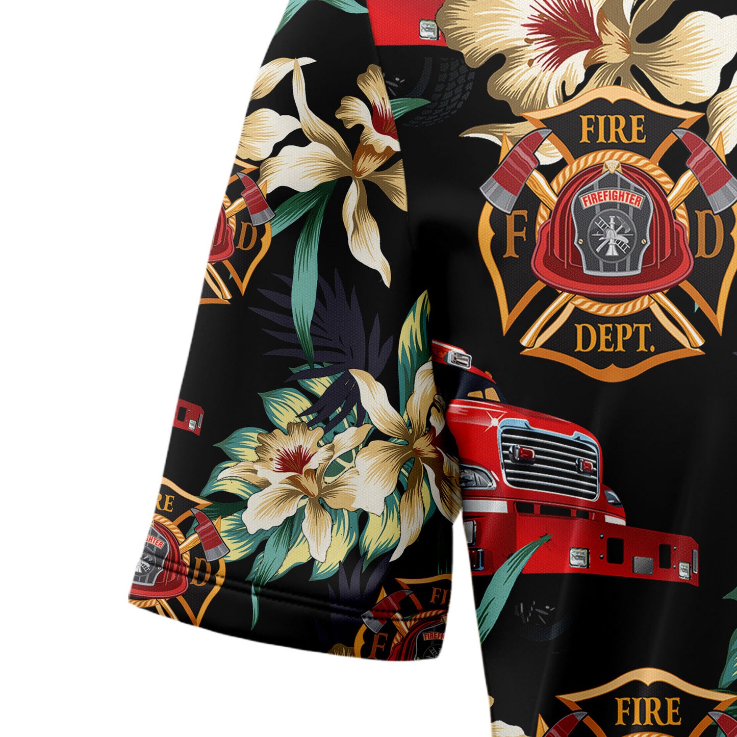 Firefighter Floral Vintage T1407 Hawaiian Shirt