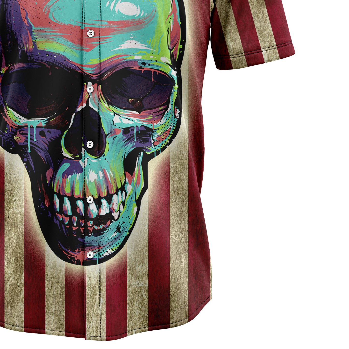 Skull American Flag H207018 Hawaiian Shirt