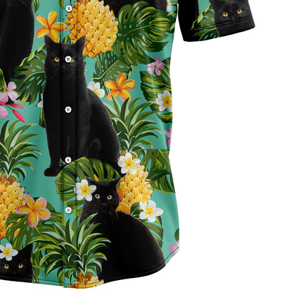 Tropical Pineapple Black Cat H67073 Hawaiian Shirt
