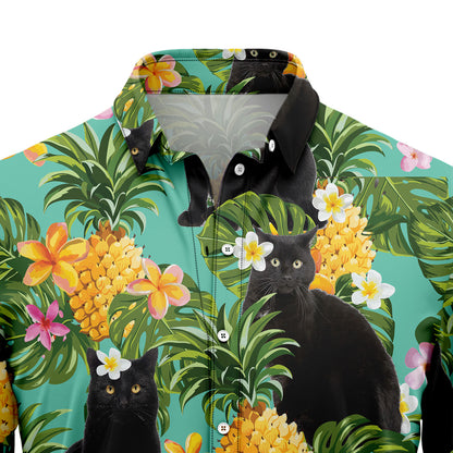 Tropical Pineapple Black Cat H67073 Hawaiian Shirt