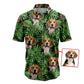 Custom Photo Dog Green Tropical Leaves Hawaiian Shirt