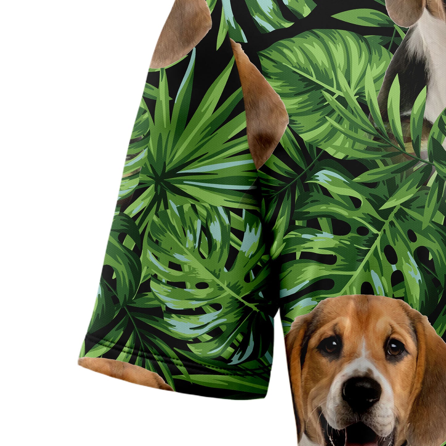 Custom Photo Dog Green Tropical Leaves Hawaiian Shirt