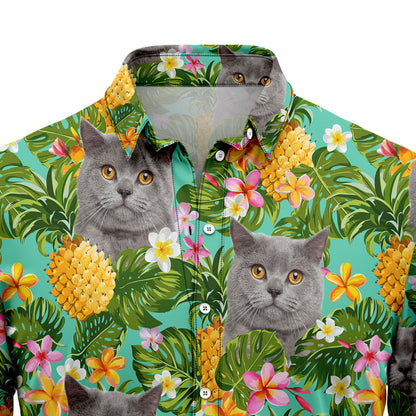 Custom Photo Cat Pineapple Tropical Hawaiian Shirt
