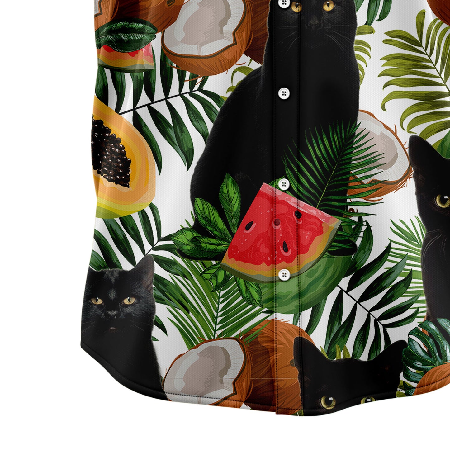 Black Cat Tropical Fruit T1007 Hawaiian Shirt