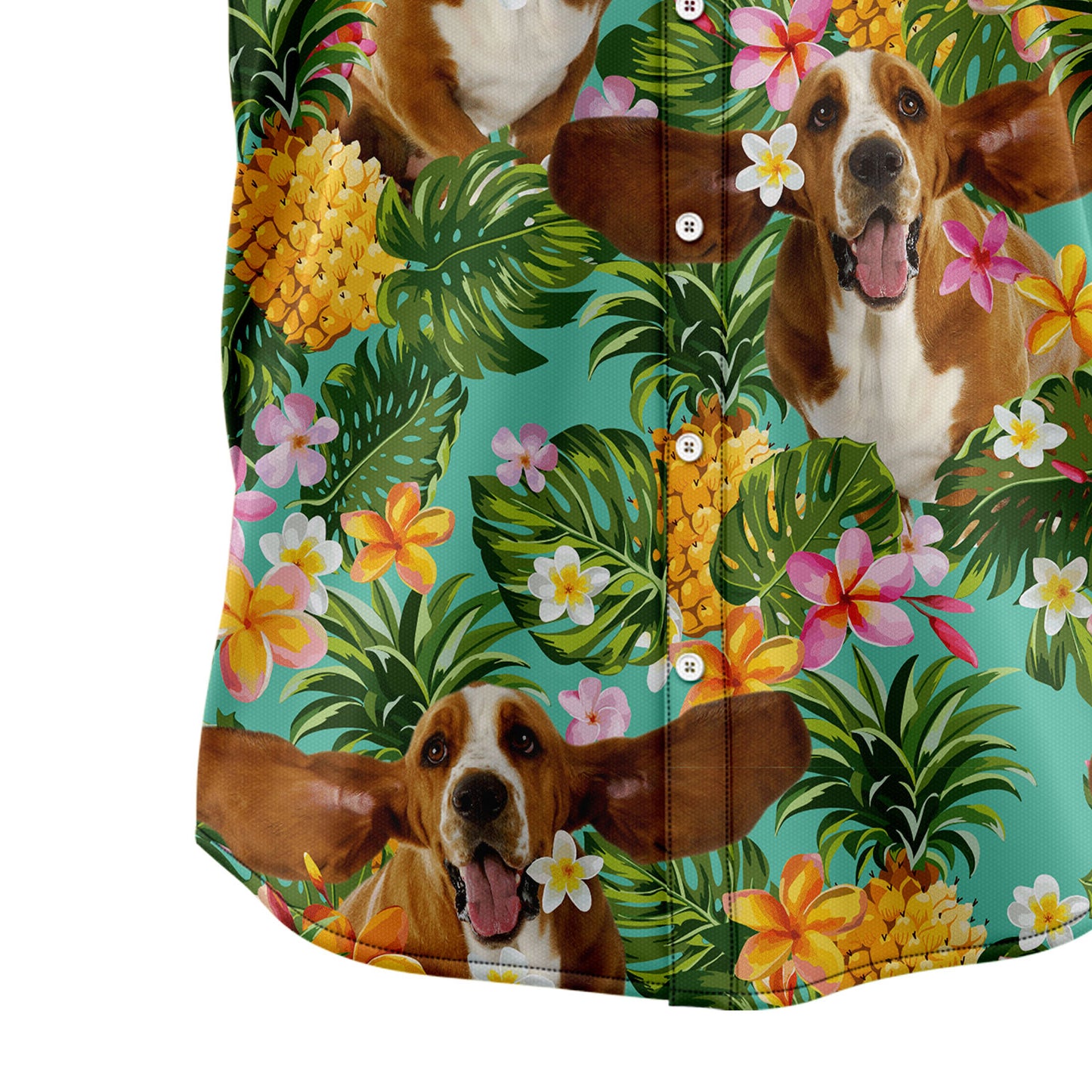 Tropical Pineapple Basset Hound H97008 Hawaiian Shirt