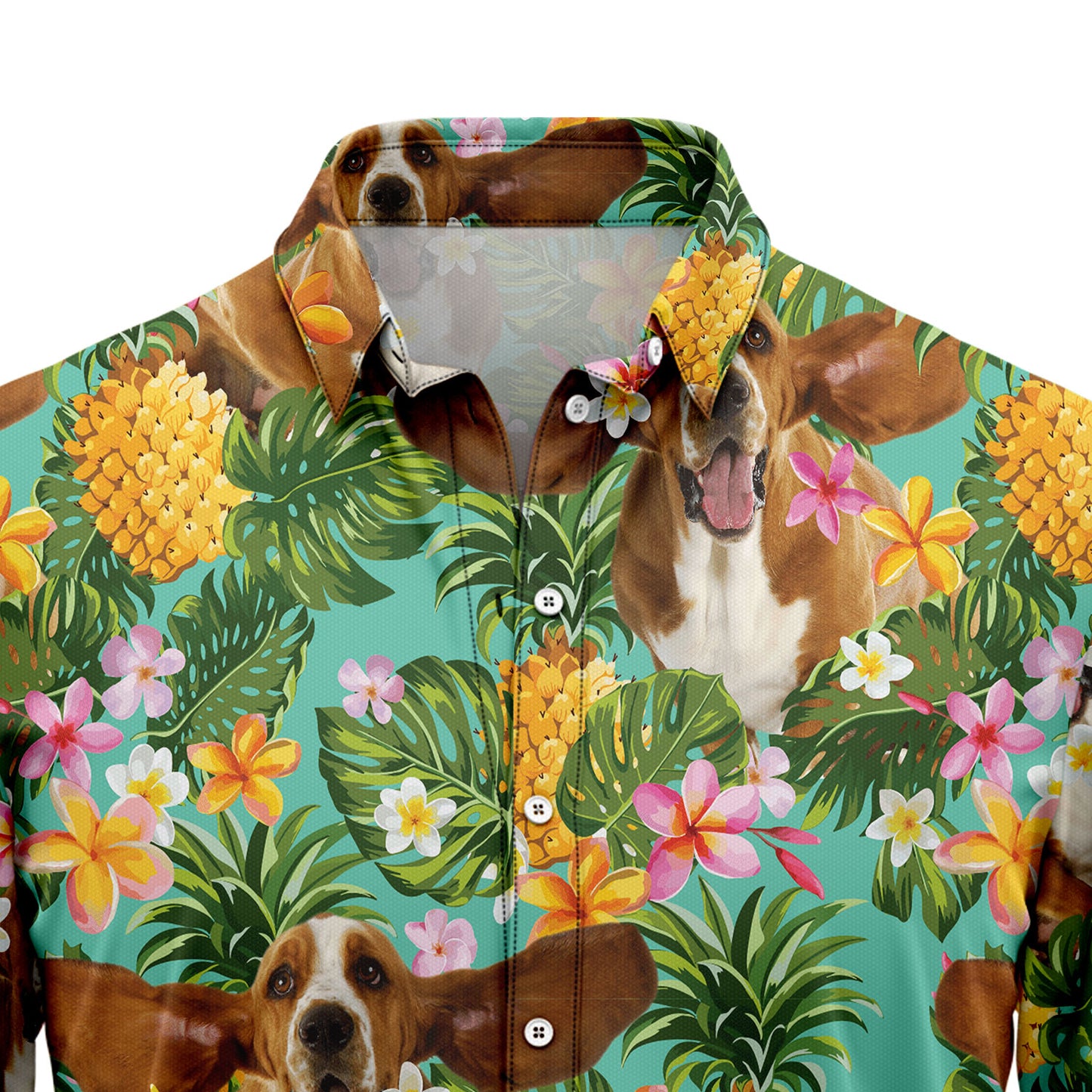 Tropical Pineapple Basset Hound H97008 Hawaiian Shirt