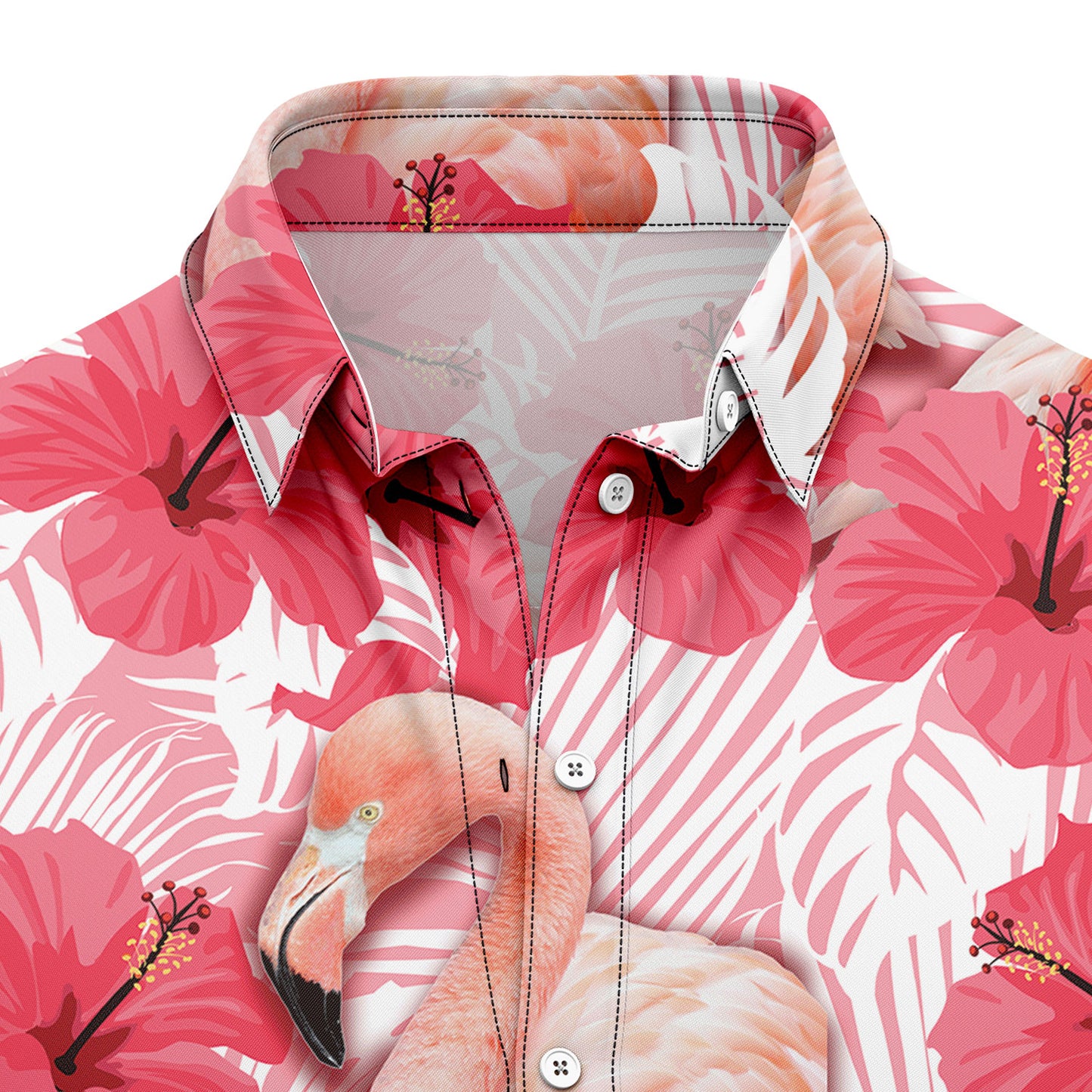 Tropical Flowers Hibiscus Flamingo H87088 - Hawaii Shirt