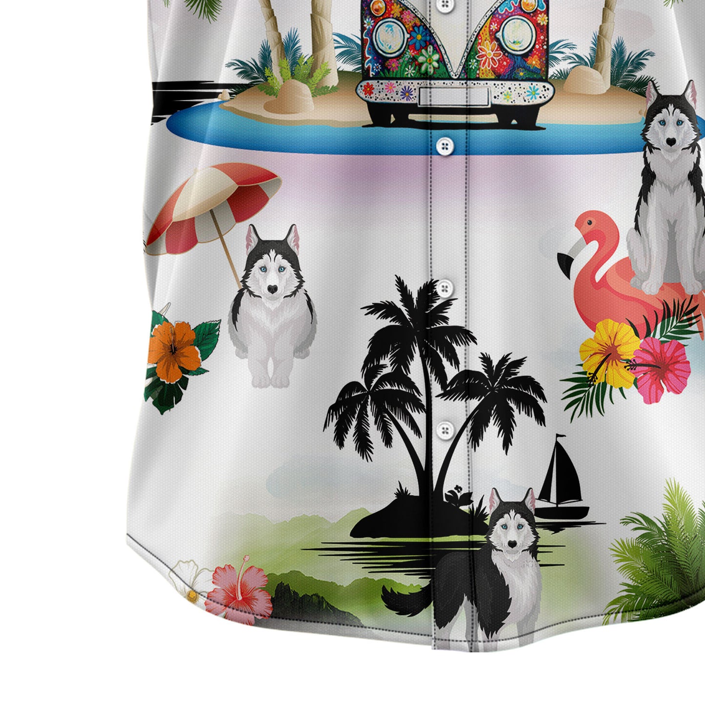 Siberian Husky Vacation G5708 Hawaiian Shirt