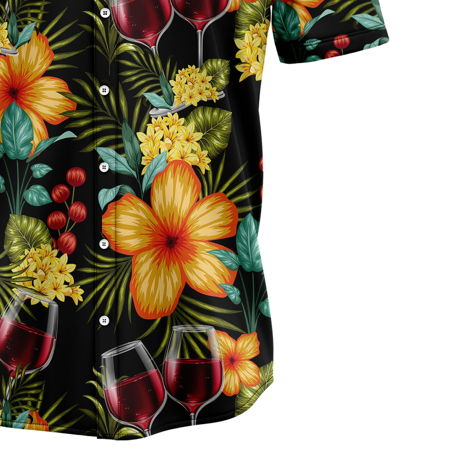Red Wine Colorful Floral T0807 Hawaiian Shirt