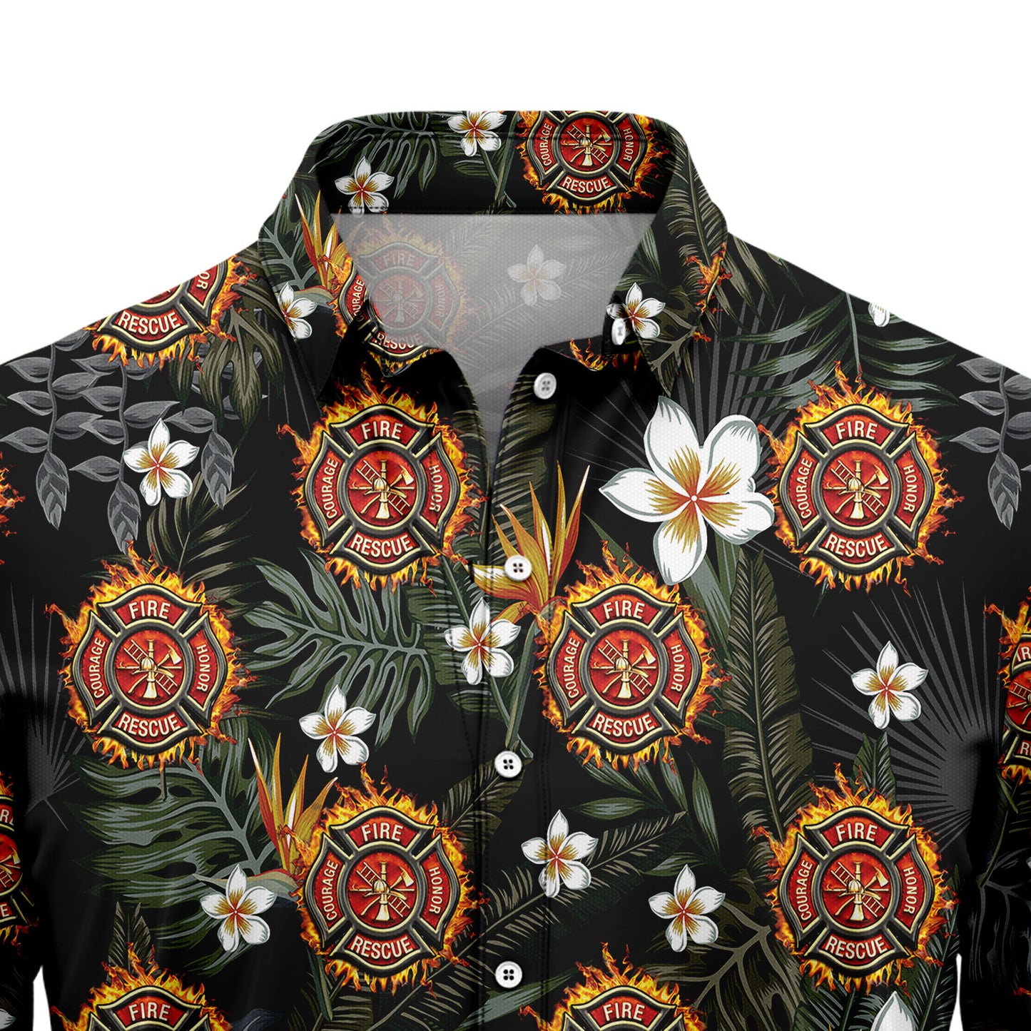 Firefighter Tropical Pattern D0907 Hawaiian Shirt