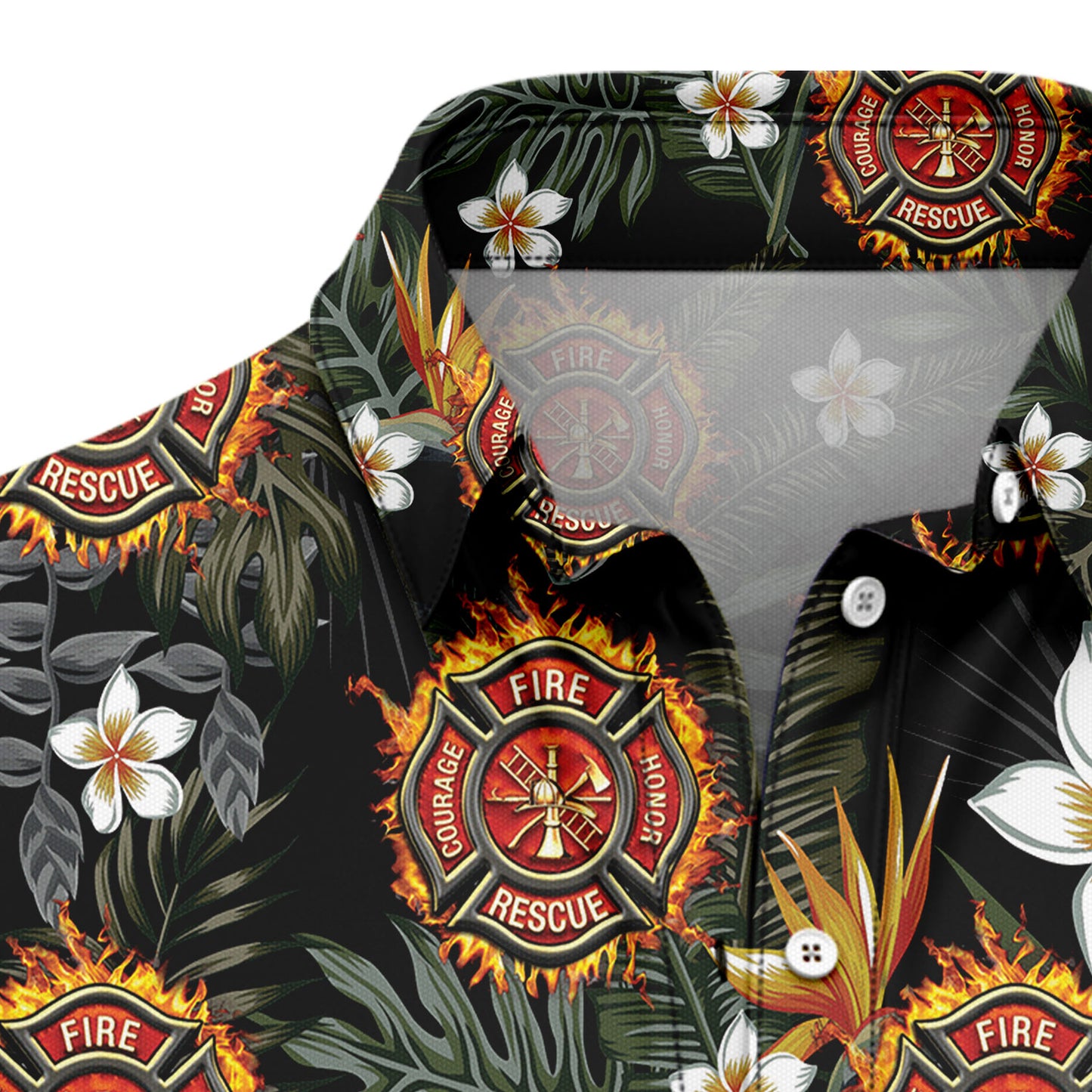 Firefighter Tropical Pattern D0907 Hawaiian Shirt